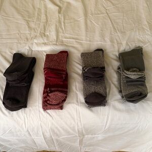 New Socks - 8 Pairs, Dark Red & Light/Dark Gray